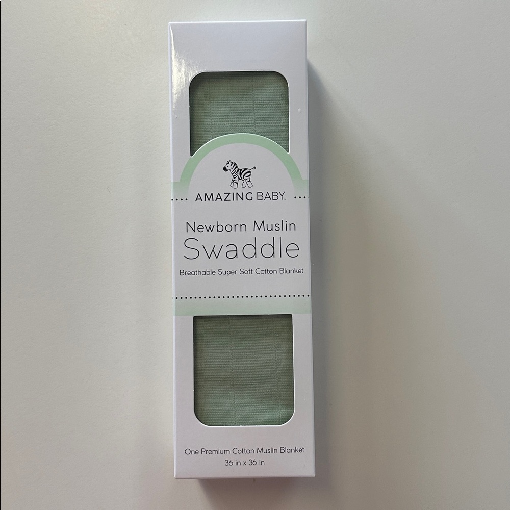 New in Box Amazing Baby Green Newborn Muslin Swaddle